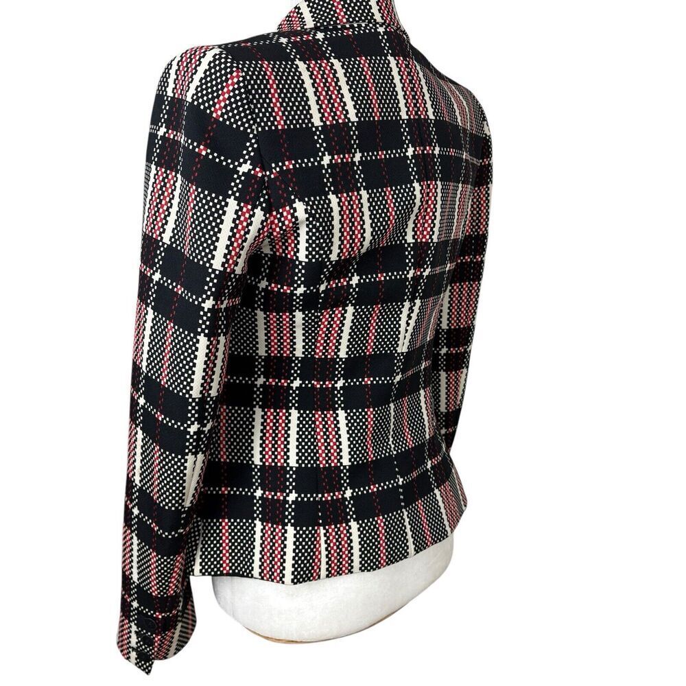 1.State Blazer Womens Size 4 Black Red Digital Plaid Fitted Preppy Vintage Y2K - Picture 7 of 14